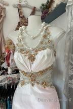 Vintage Mermaid Halter Sleeveless Long Ombre Pink Evening Dress Prom Dress