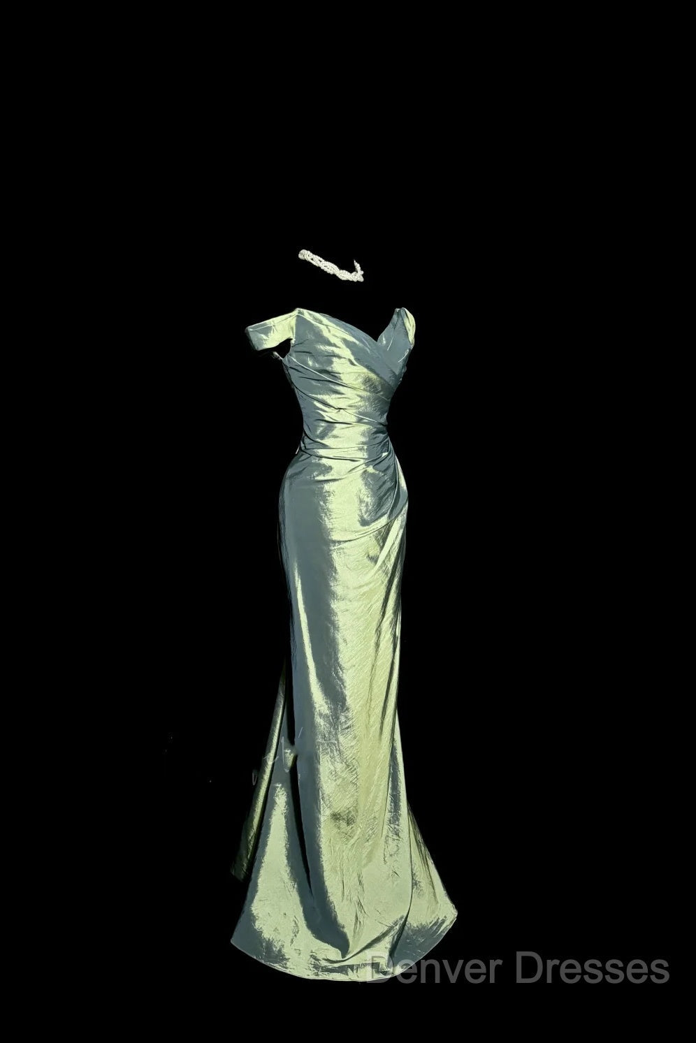 Vintage Mermaid Off The Shoulder Green Long Prom Gown Fairy Prom Dress Secondary image