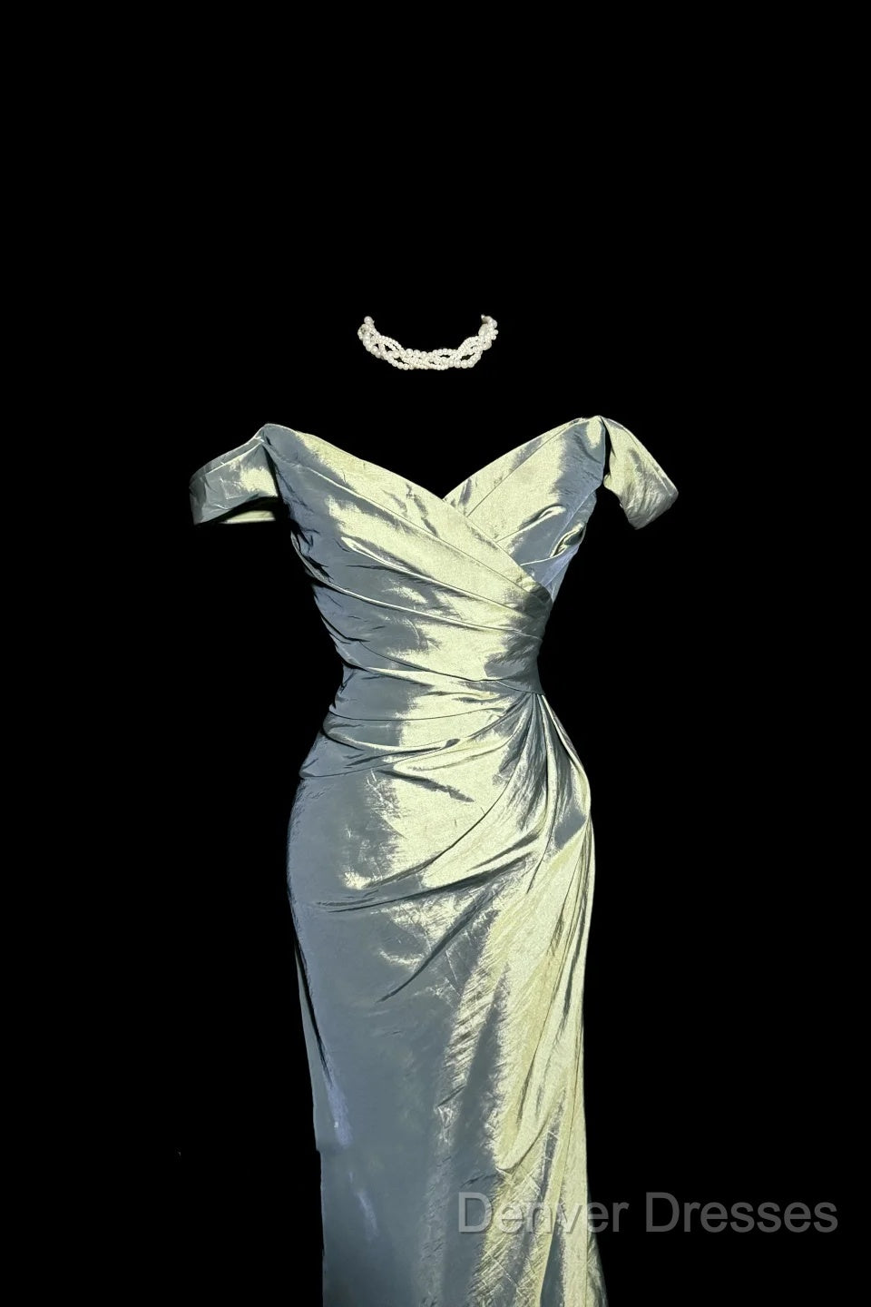 Vintage Mermaid Off The Shoulder Green Long Prom Gown Fairy Prom Dress
