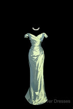 Vintage Mermaid Off The Shoulder Green Long Prom Gown Fairy Prom Dress