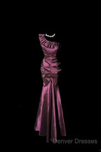 Vintage Mermaid One Shoulder Sleeveless Long Prom Gown Fairy Prom Dress