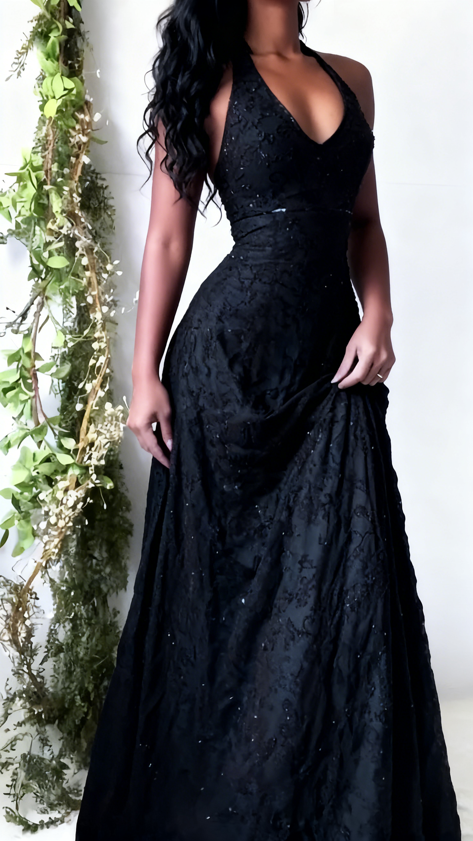Vintage Mermaid Purple Lace Halter Prom Dress Long Evening Party Dress –  Denver Dresses
