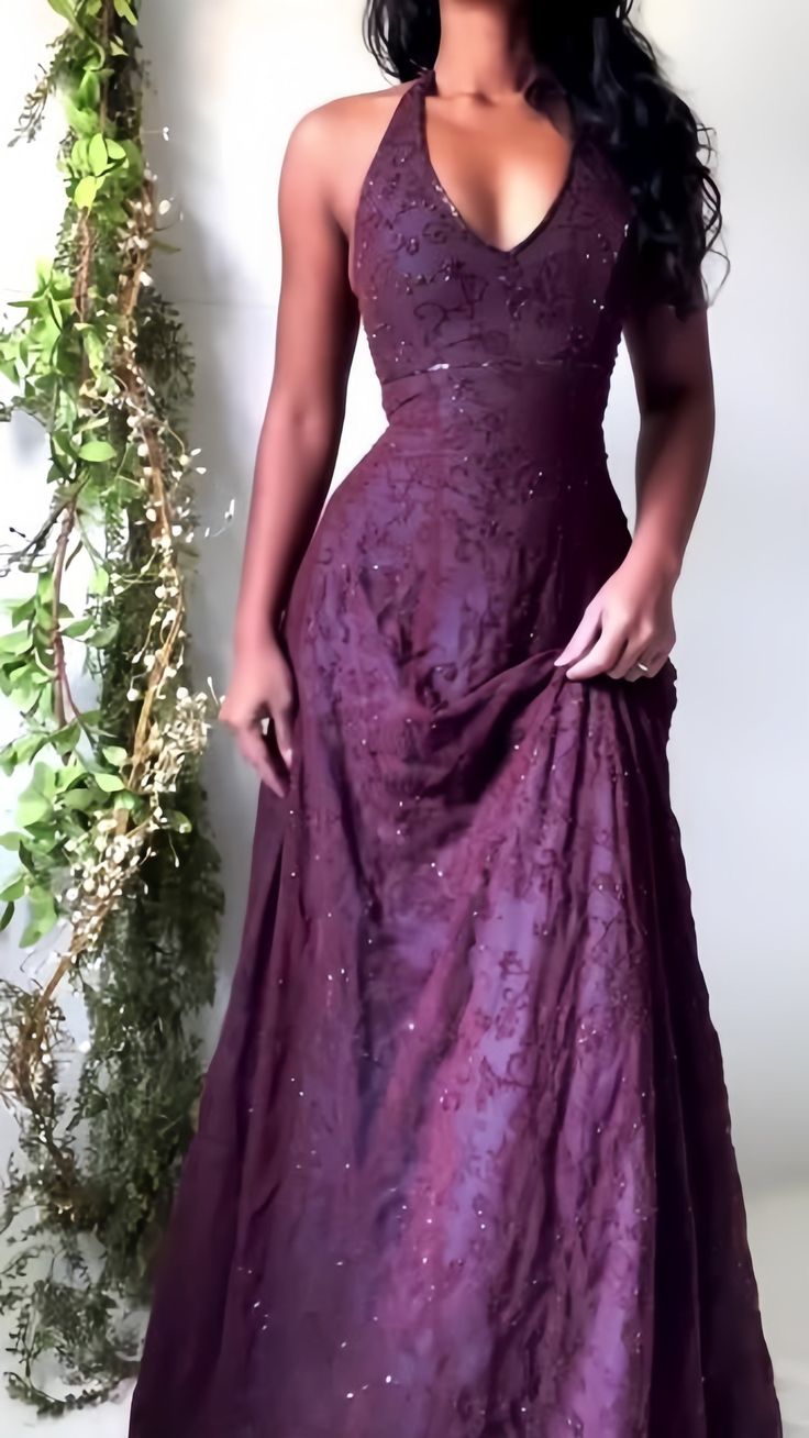Vintage Mermaid Purple Lace Halter Prom Dress Long Evening Party Dress Prom Gowns Main image