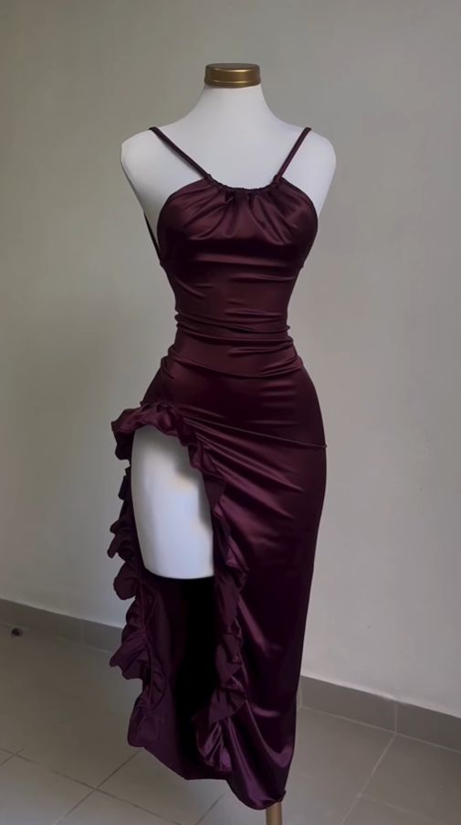 Vintage Mermaid Spaghetti Straps Custom Silk Satin Blue Long Prom Dress