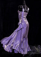 Vintage Mermaid Spaghetti Straps Long Lilac Prom Dress Birthday Outfits