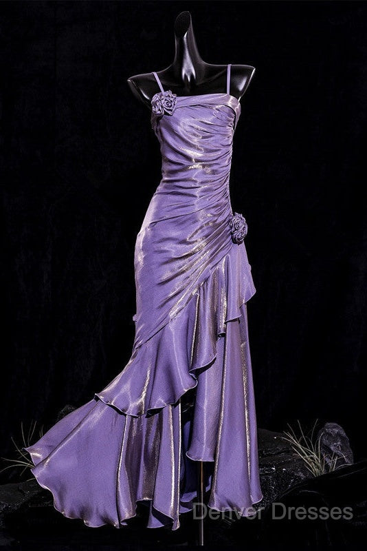 Vintage Mermaid Spaghetti Straps Long Lilac Prom Dress Birthday Outfits