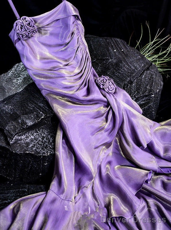 Vintage Mermaid Spaghetti Straps Long Lilac Prom Dresses Birthday Outfits With Ruffles