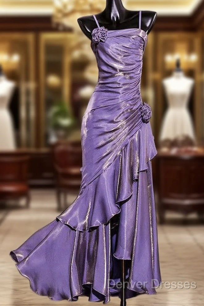 Vintage Mermaid Spaghetti Straps Long Lilac Prom Dress Birthday Outfits Main image