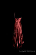 Vintage Mermaid Spaghetti Straps Satin Burgundy Prom Gown Fairy Prom Dress