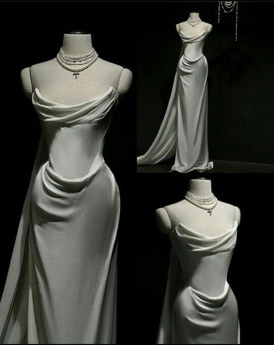 Vintage Mermaid Strapless White Satin Long Wedding Dress With Ruffles Main image