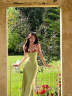 Vintage Mermaid Straps Birthday Party Dress Ankle Length Bud Green Prom Dress