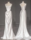 Vintage Mermaid Straps Long White Satin Backless Wedding Dresses