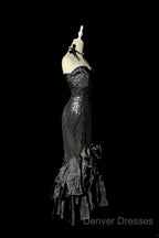Vintage Mermaid Sweetheart Black Sequin Long Prom Gown Fairy Prom Dress