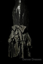 Vintage Mermaid Sweetheart Black Sequin Long Prom Gown Fairy Prom Dress