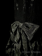 Vintage Mermaid Sweetheart Black Sequin Long Prom Gown Fairy Prom Dress