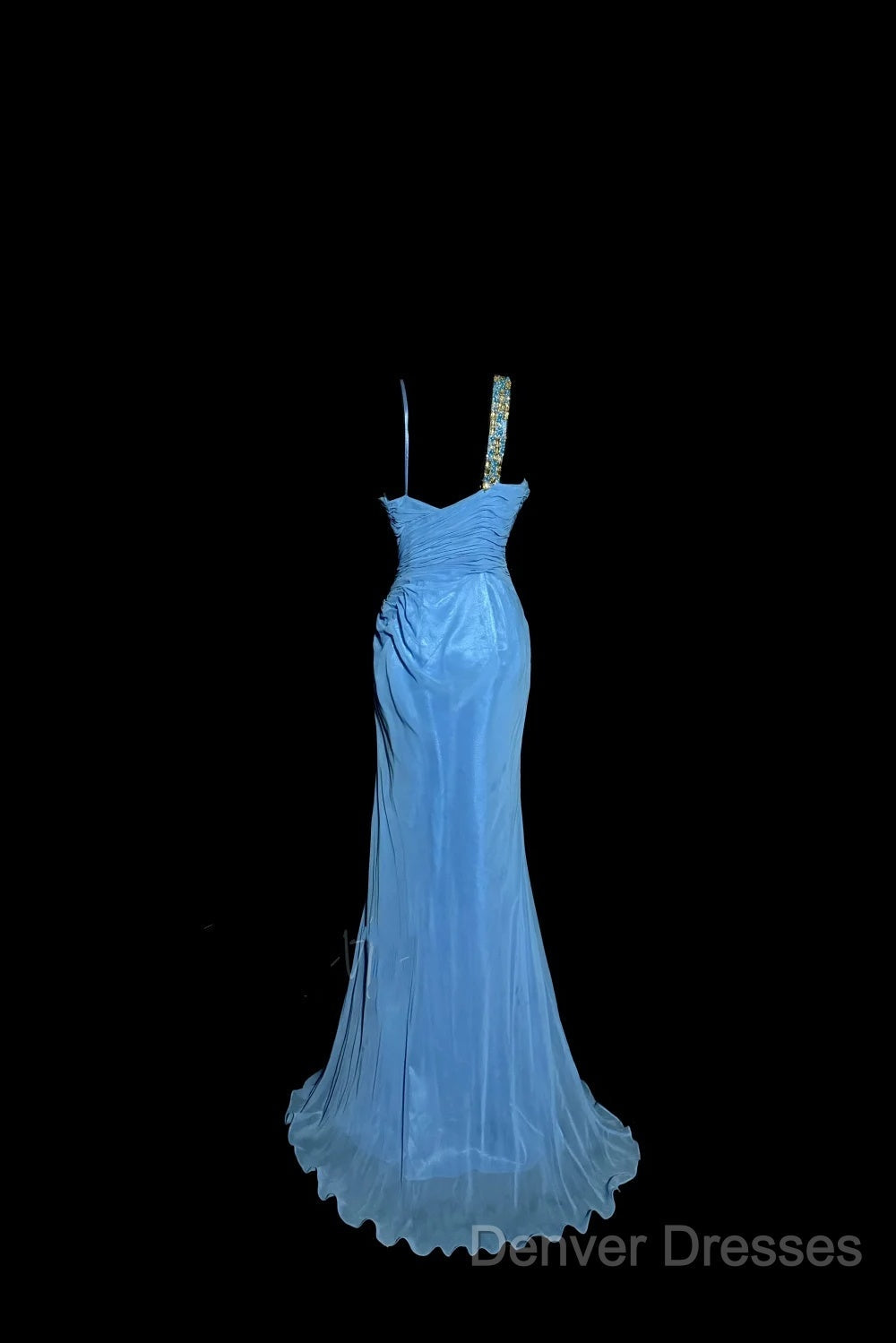 Vintage Mermaid Sweetheart Blue Chiffon Long Prom Gown Fairy Prom Dress