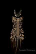 Vintage Mermaid Sweetheart Brown Long Prom Gown Fairy Prom Dress