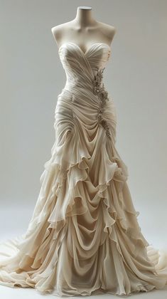 Vintage Mermaid Sweetheart Chiffon Ruffles Long Wedding Dress Secondary image