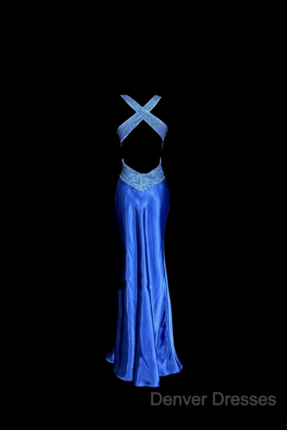 Vintage Mermaid Sweetheart Neckline Royal Blue Satin Backless Prom Gown Fairy Prom Dress Secondary image