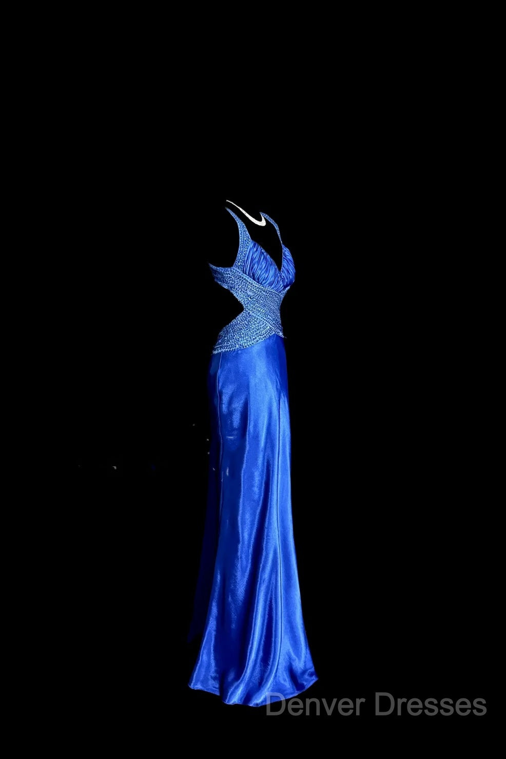 Vintage Mermaid Sweetheart Neckline Royal Blue Satin Backless Prom Gown Fairy Prom Dress