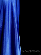 Vintage Mermaid Sweetheart Neckline Royal Blue Satin Backless Prom Gown Fairy Prom Dress
