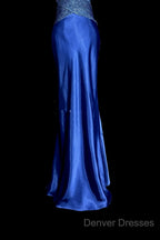 Vintage Mermaid Sweetheart Neckline Royal Blue Satin Backless Prom Gown Fairy Prom Dress