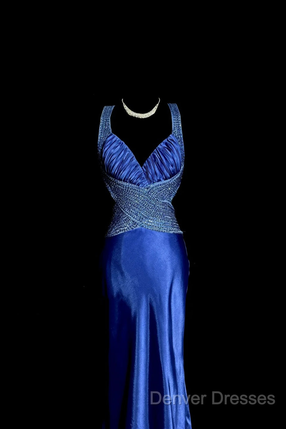 Vintage Mermaid Sweetheart Neckline Royal Blue Satin Backless Prom Gown Fairy Prom Dress