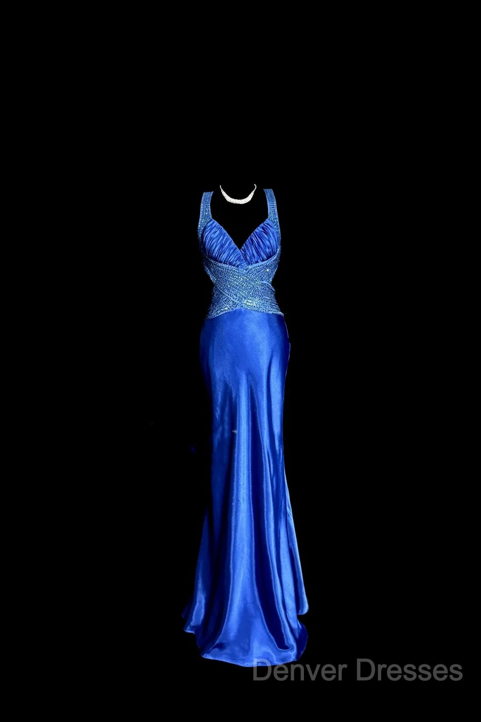 Vintage Mermaid Sweetheart Neckline Royal Blue Satin Backless Prom Gown Fairy Prom Dress