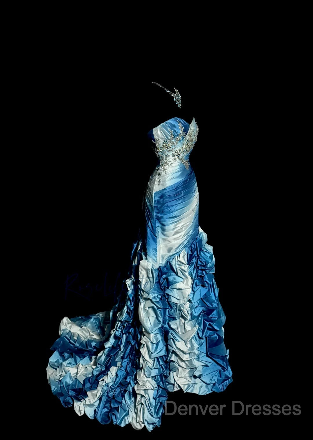 Vintage Mermaid Sweetheart Sleeveless Long Blue Prom Gown Fairy Prom Dress