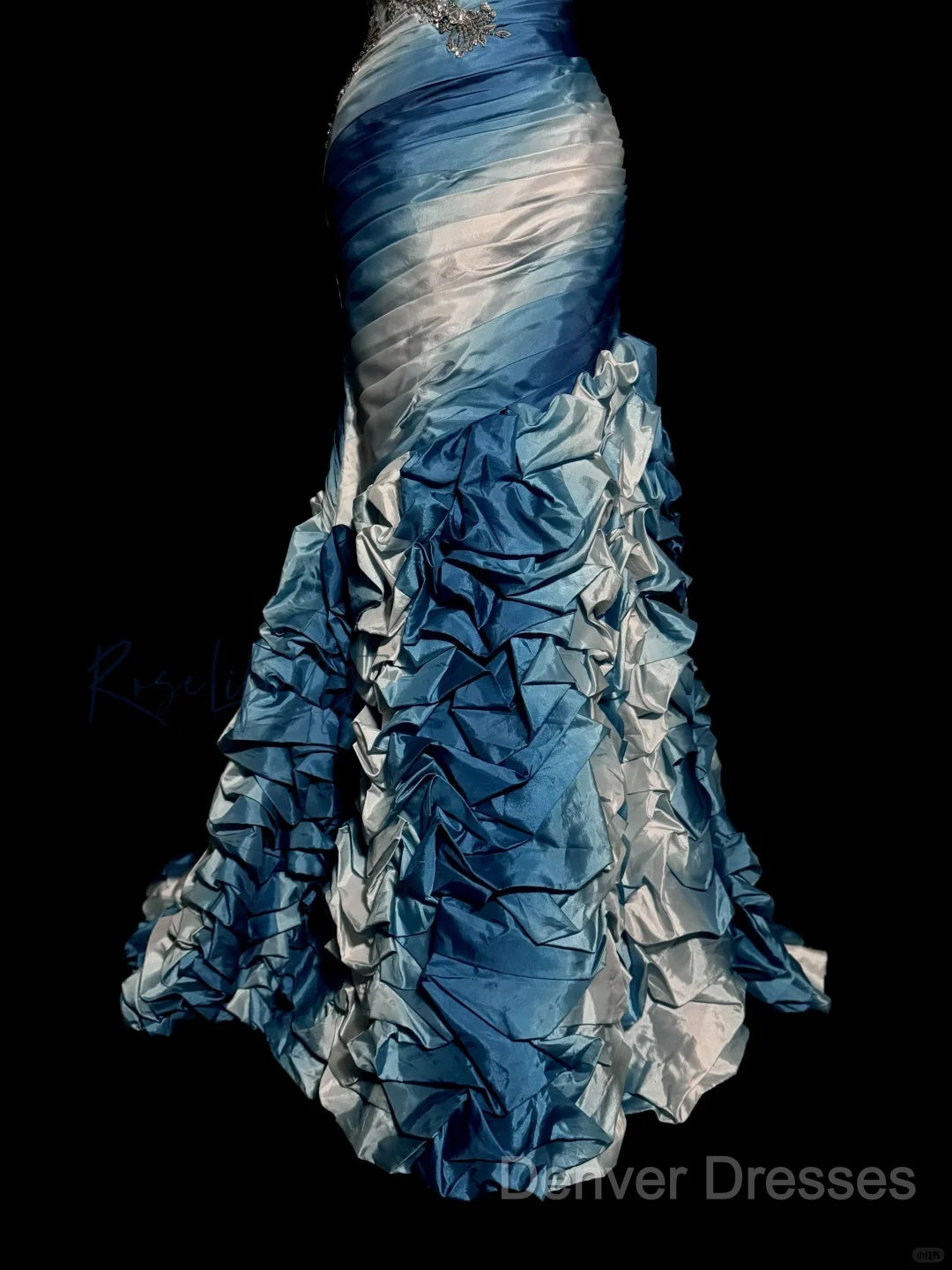 Vintage Mermaid Sweetheart Sleeveless Long Blue Prom Gown Fairy Prom Dress