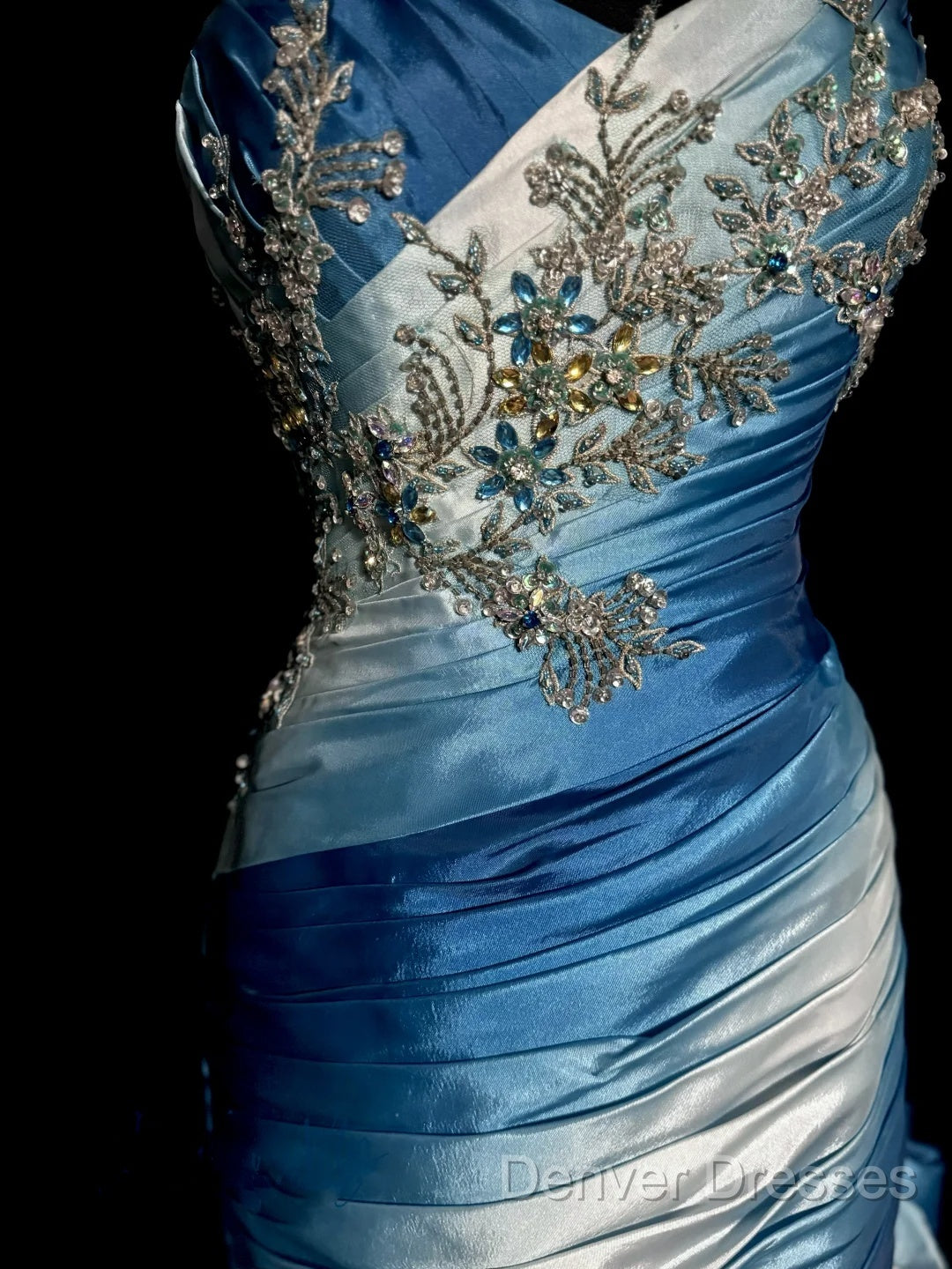 Vintage Mermaid Sweetheart Sleeveless Long Blue Prom Gown Fairy Prom Dress