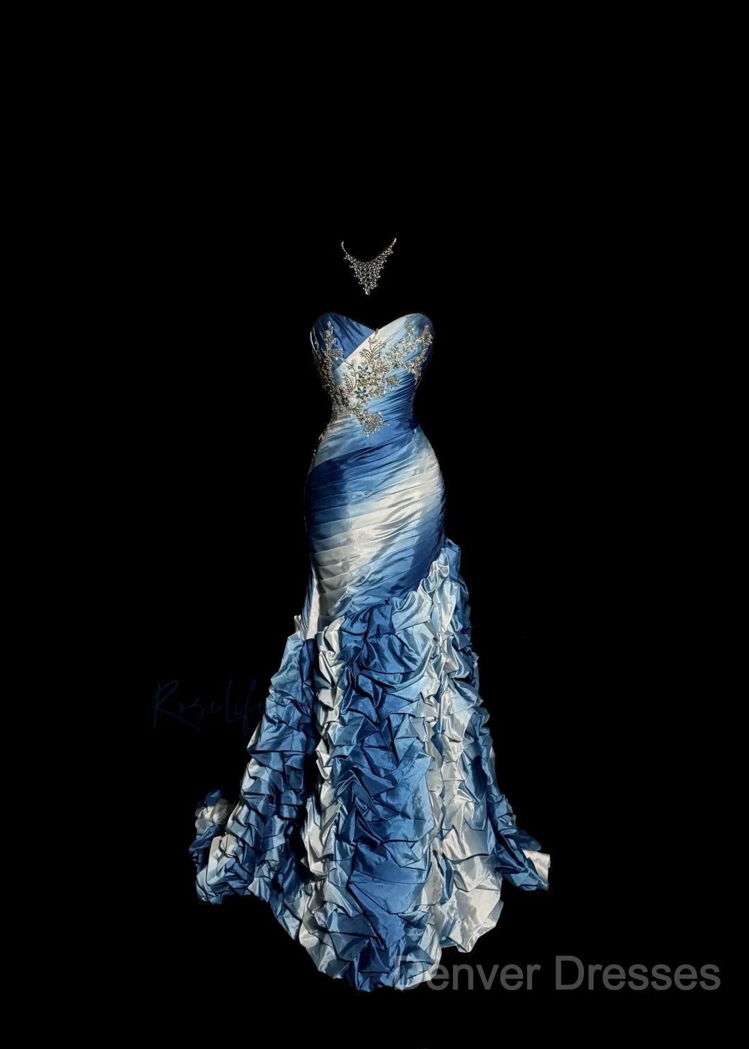 Vintage Mermaid Sweetheart Sleeveless Long Blue Prom Gown Fairy Prom Dress