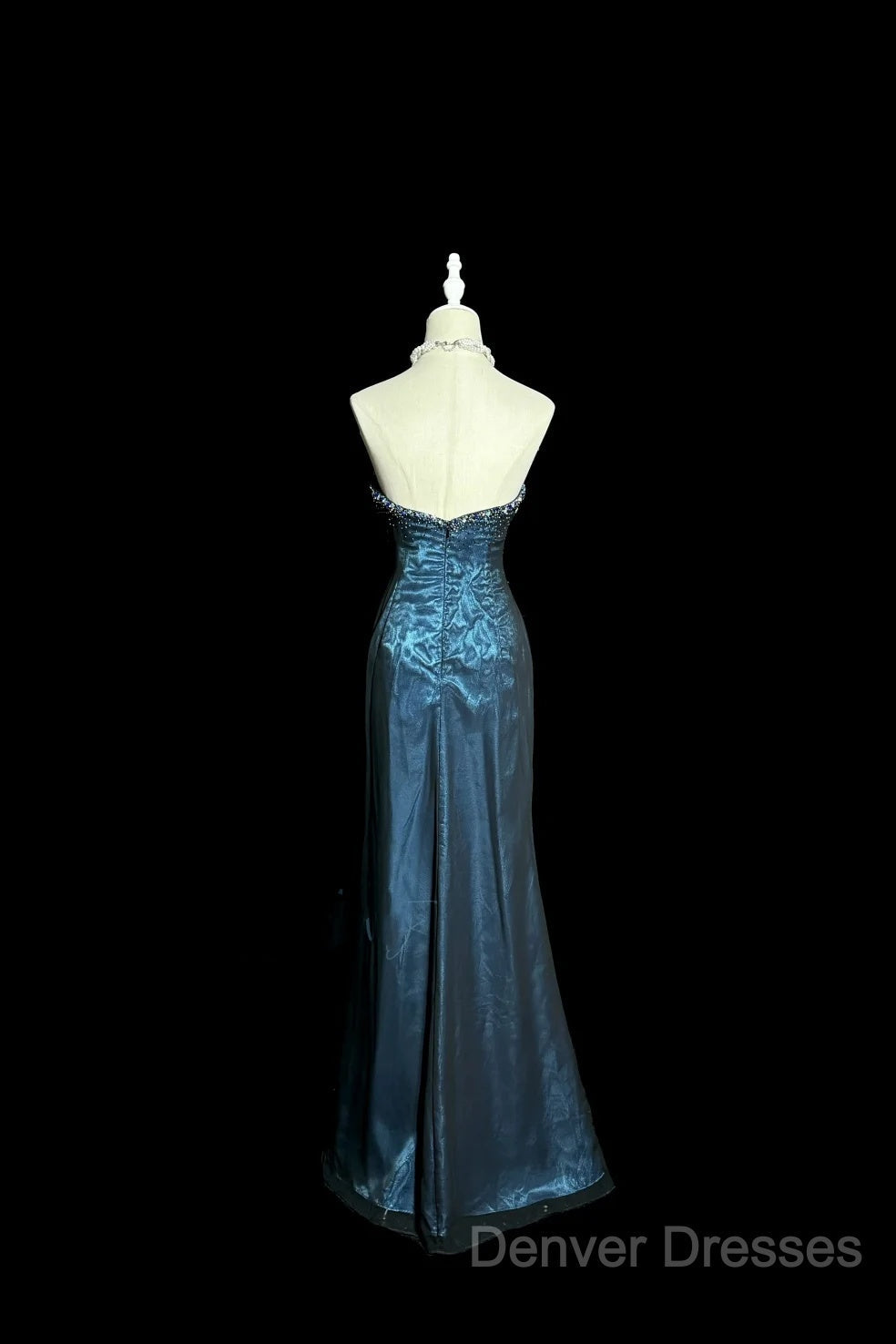 Vintage Mermaid Sweetheart Sleeveless Long Blue Slit Prom Gown Fairy Prom Dress Secondary image