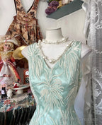 Vintage Mermaid V-Neck Satin Tulle Long Prom Dress