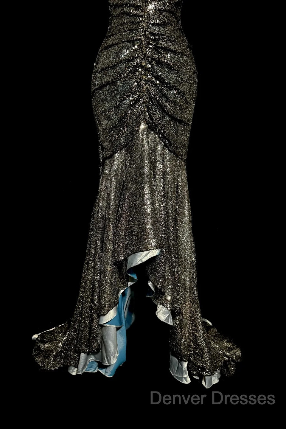Vintage Mermaid V Neckline Gray Sequin Long Prom Gown Fairy Prom Dress