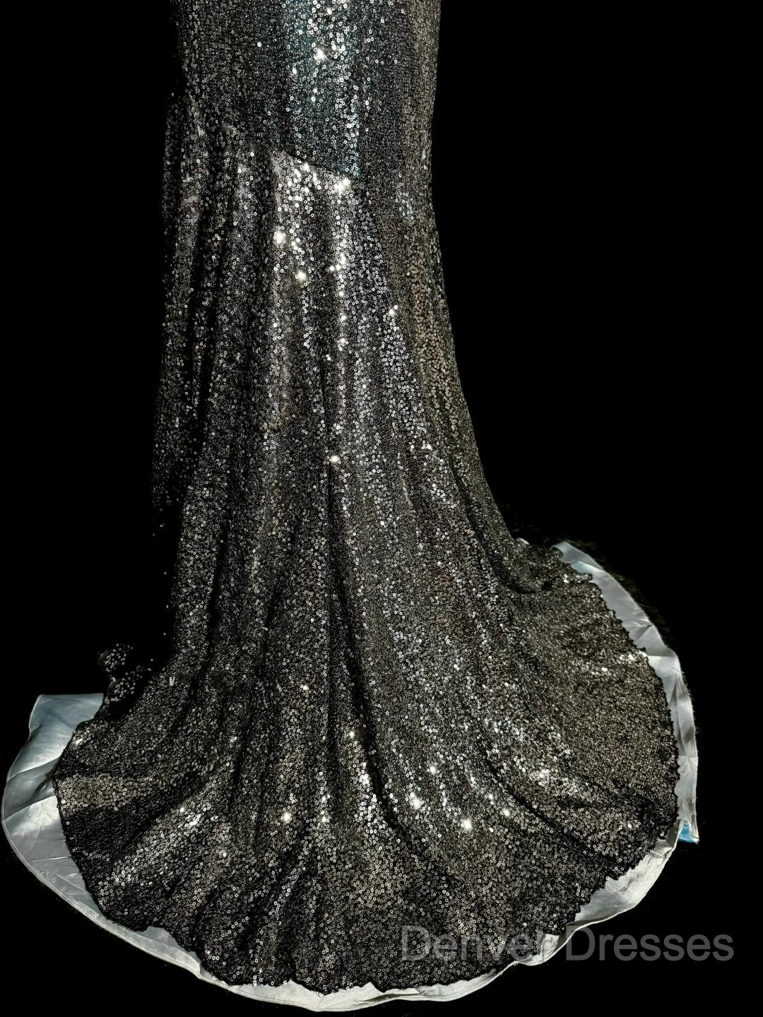 Vintage Mermaid V Neckline Gray Sequin Long Prom Gown Fairy Prom Dress