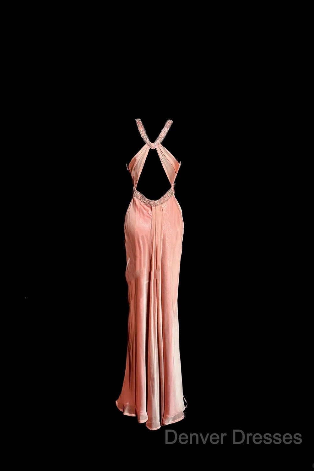 Vintage Mermaid V Neckline Pink Backless Long Prom Gown Fairy Prom Dress Secondary image