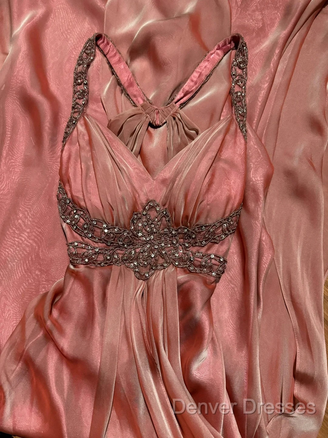 Vintage Mermaid V Neckline Pink Backless Long Prom Gown Fairy Prom Dress