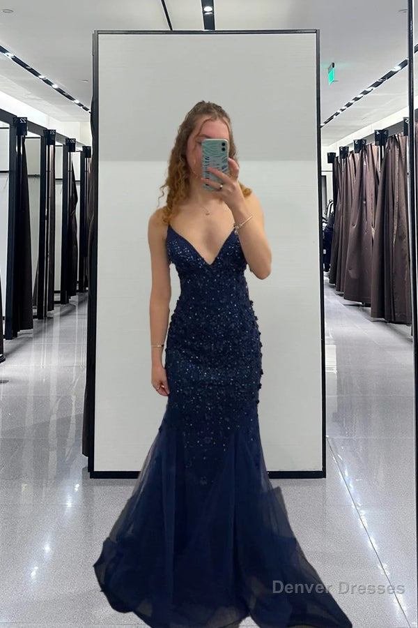 Vintage Navy Blue Prom Dress Sexy Mermaid Birthday Outfits Secondary image