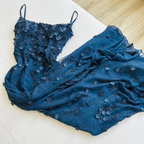 Vintage Navy Blue Spaghetti Straps Prom Dress Sexy Mermaid Evening Dress