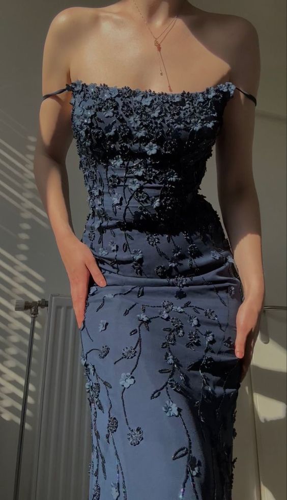 Vintage Navy Blue Spaghetti Straps Prom Dress Sexy Mermaid 17Th Birthday Outfits