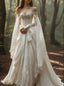 Vintage Off The Shoulder Ivory Lace Wedding Dress,