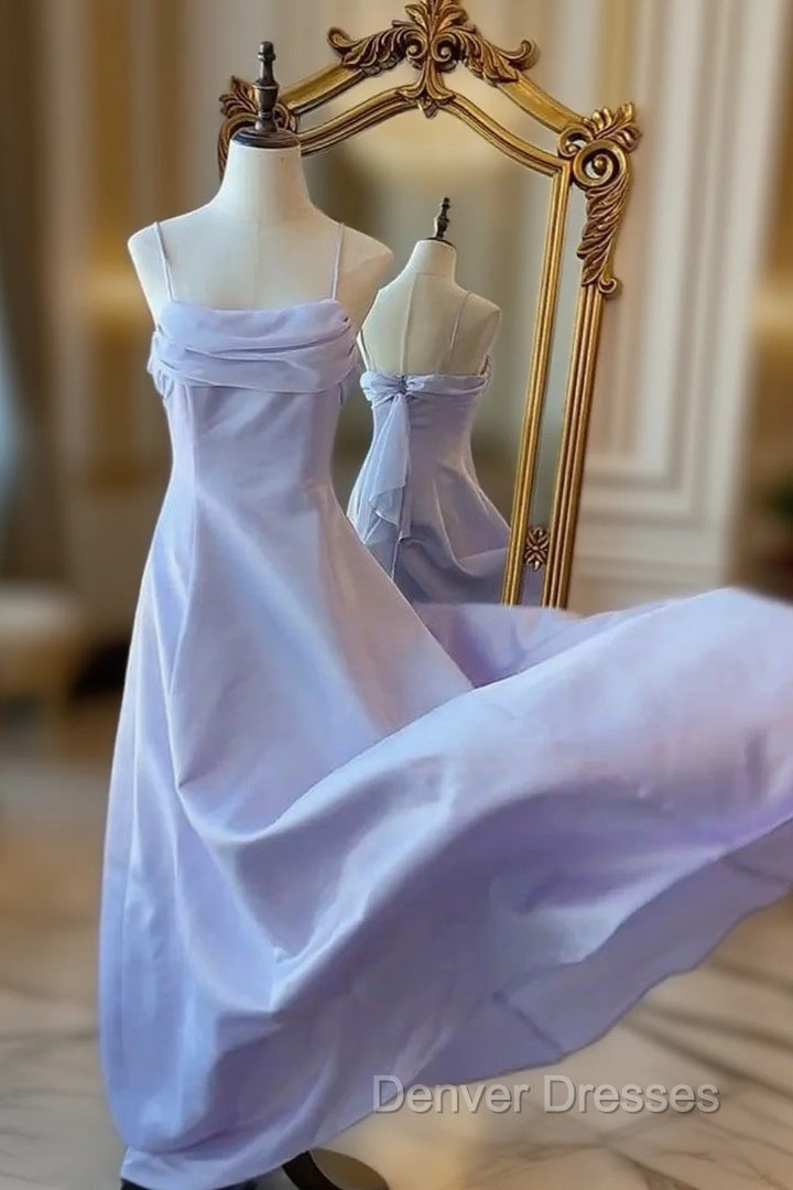 Vintage Purple Satin Spaghetti Straps Gown Fairy Dress Main image