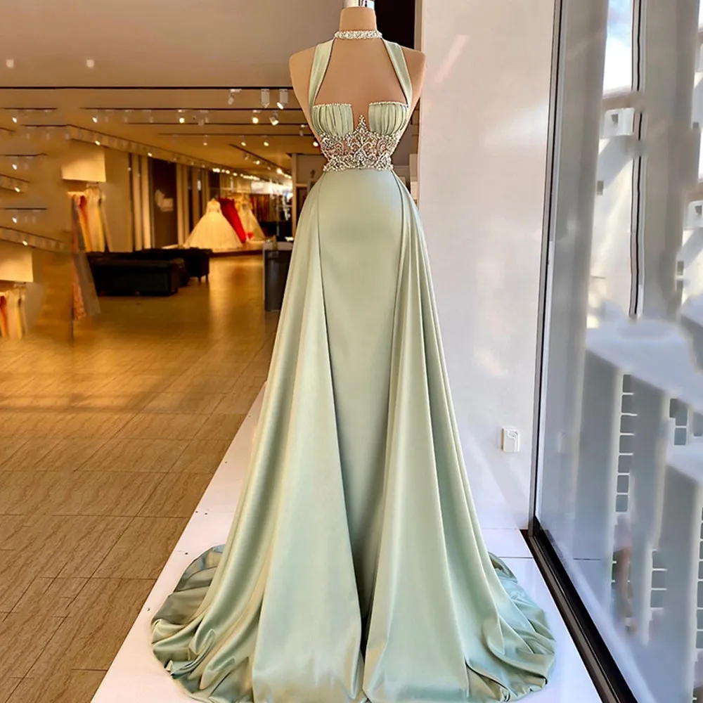 Vintage Sage Green Prom Dress Long Prom Dress Main image