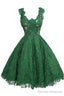 Vintage Scoop Knee-Length Sleeveless Hunter Lace Homecoming Dress