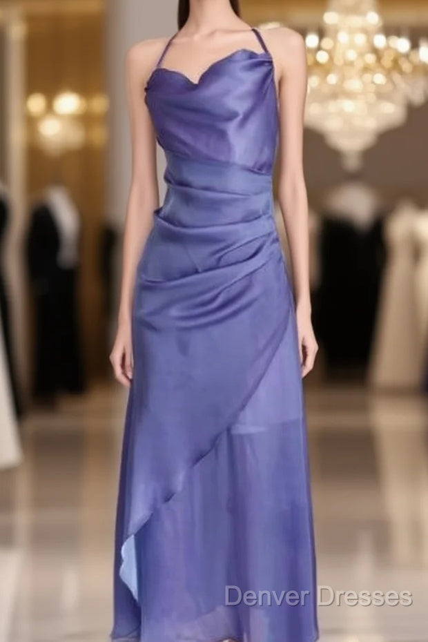 Vintage Sheath Halter Lilac Ankle Length Prom Dress Birthday Outfits Main image