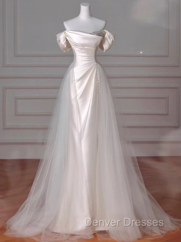 Vintage Sheath Off The Shoulder Satin Long Prom Dress Party Evening Dress Secondary image