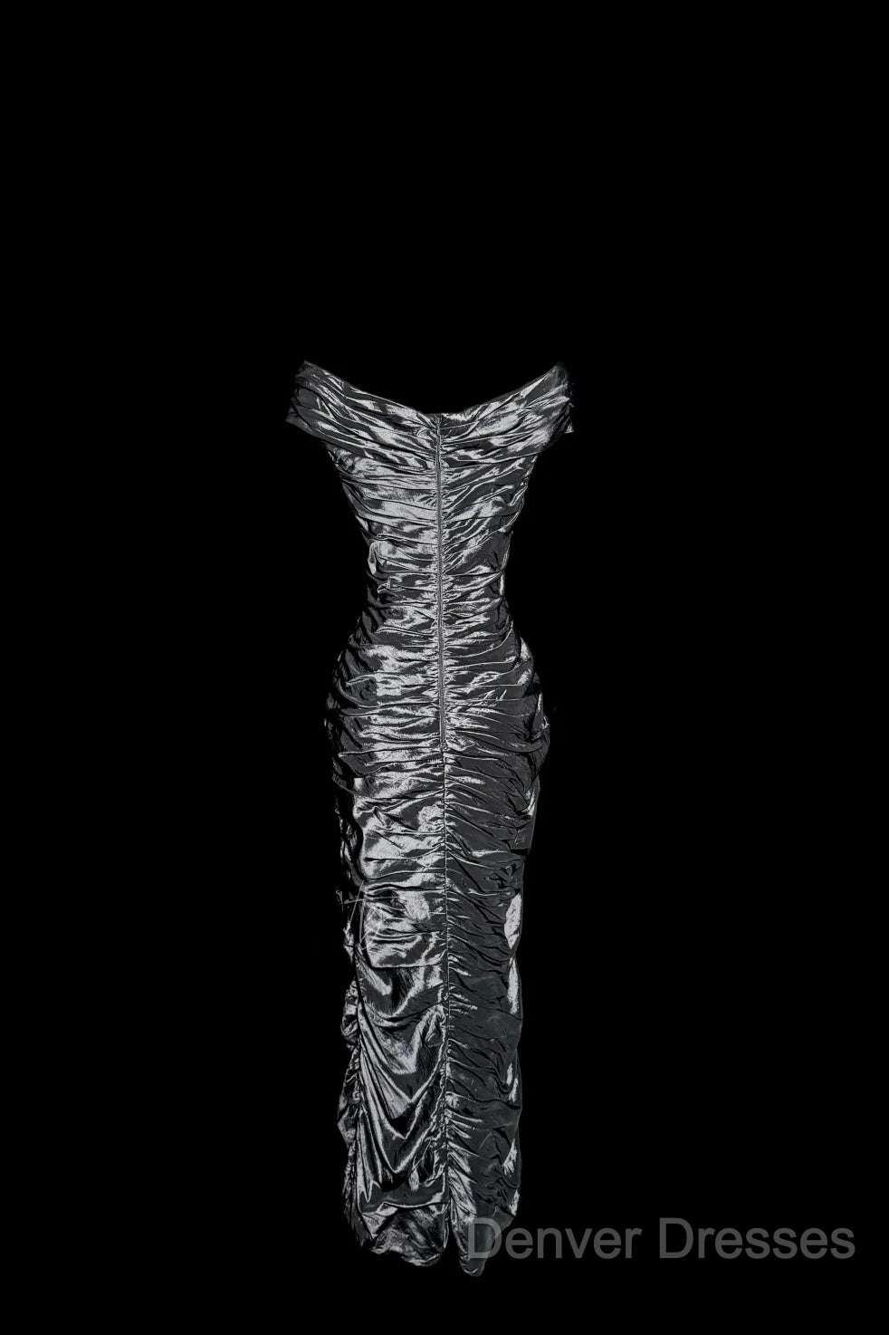 Vintage Sheath Off The Shoulder Silver Gray Sleeveless Long Prom Gown Fairy Prom Dress