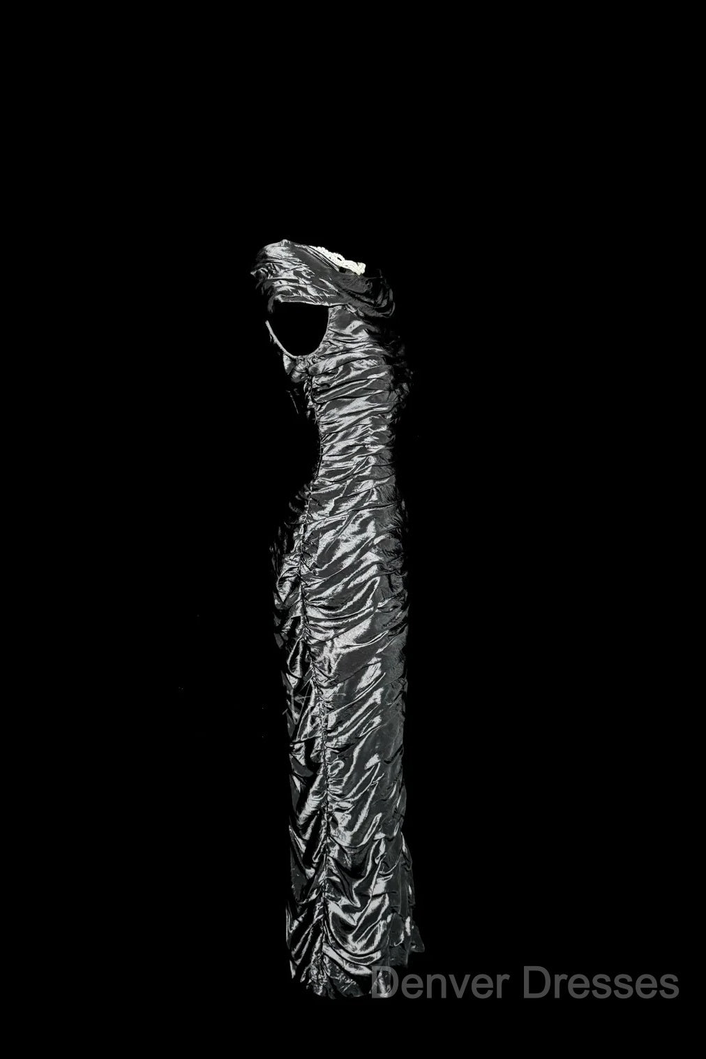 Vintage Sheath Off The Shoulder Silver Gray Sleeveless Long Prom Gown Fairy Prom Dress