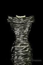 Vintage Sheath Off The Shoulder Silver Gray Sleeveless Long Prom Gown Fairy Prom Dress